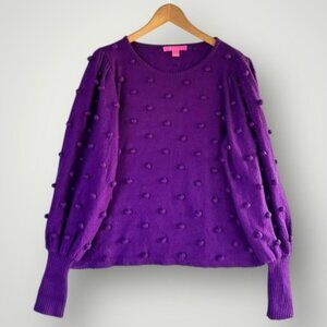 Lilly Pulitzer sweater pullover pom pom women size XL purple
